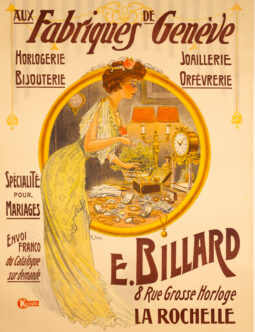 AUX FABRIQUES DE GENEVE — HEM — 1903 - French Art Nouveau Jewelry poster