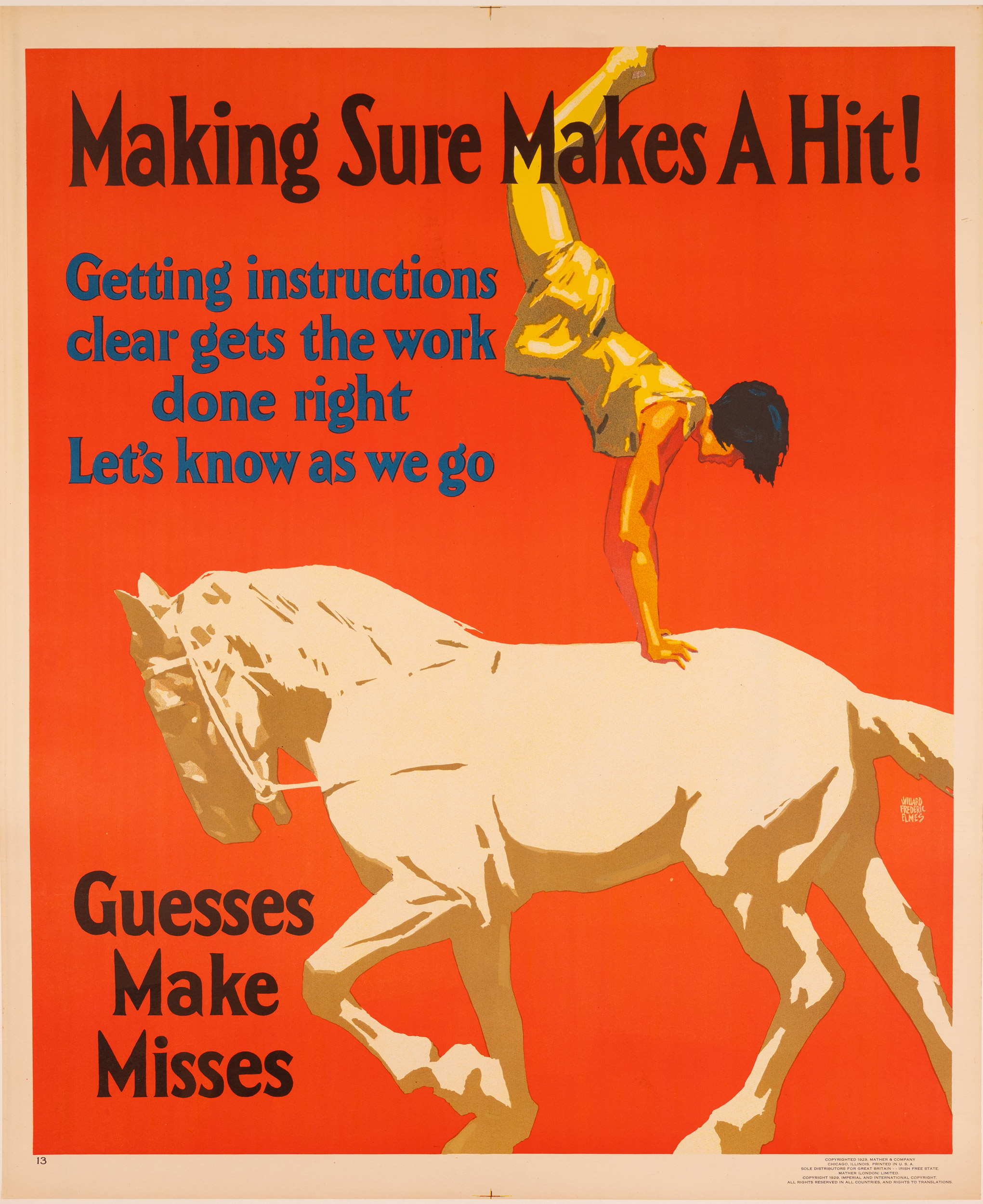 MAKING SURE MAKES A HIT! — WILLARD FREDERIC ELMES — 1929 - Mather Work Incentive Series
