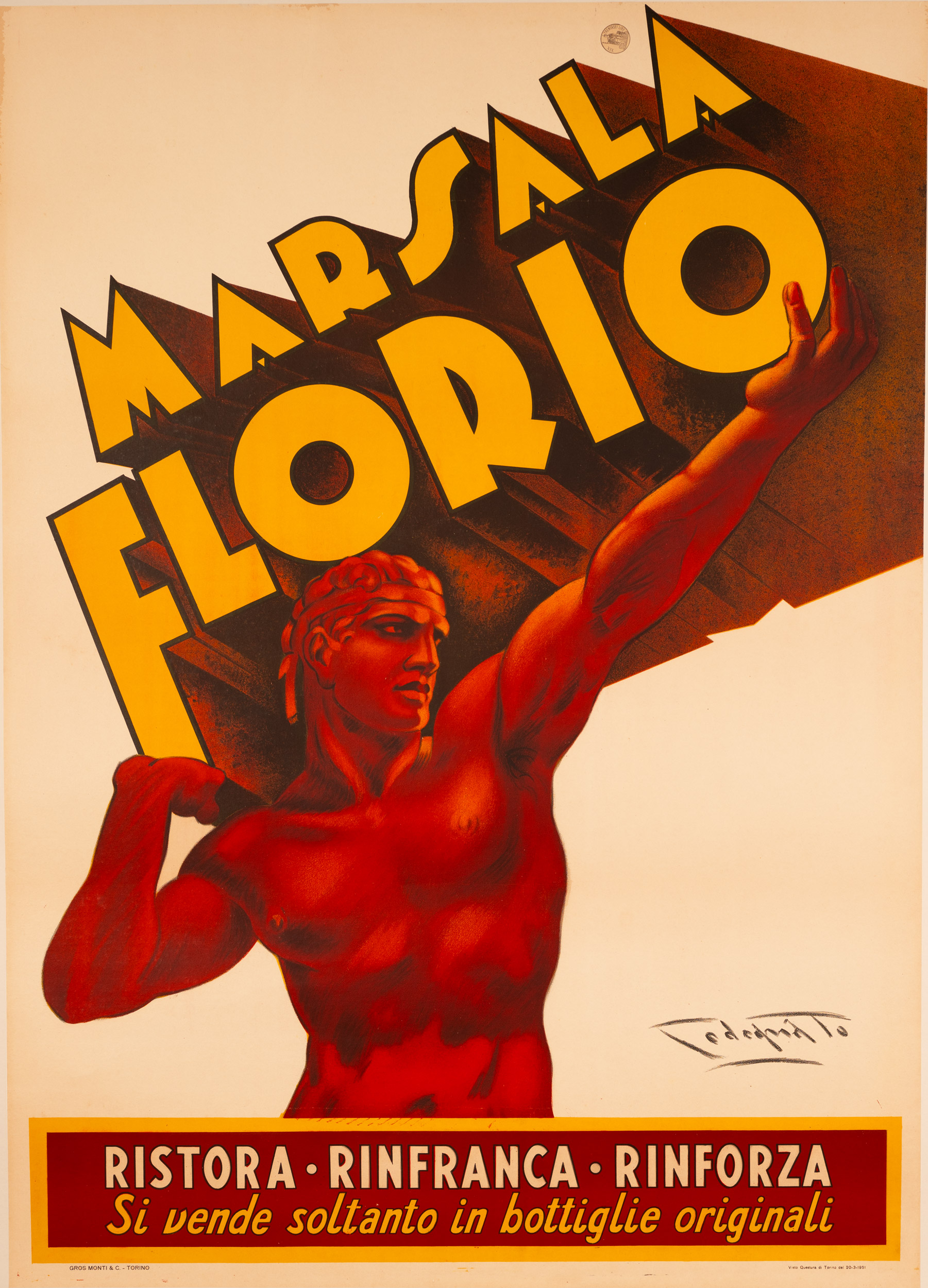MARSALA FLORIO — PLINIO CODOGNATO — 1951 - Italian Wine poster