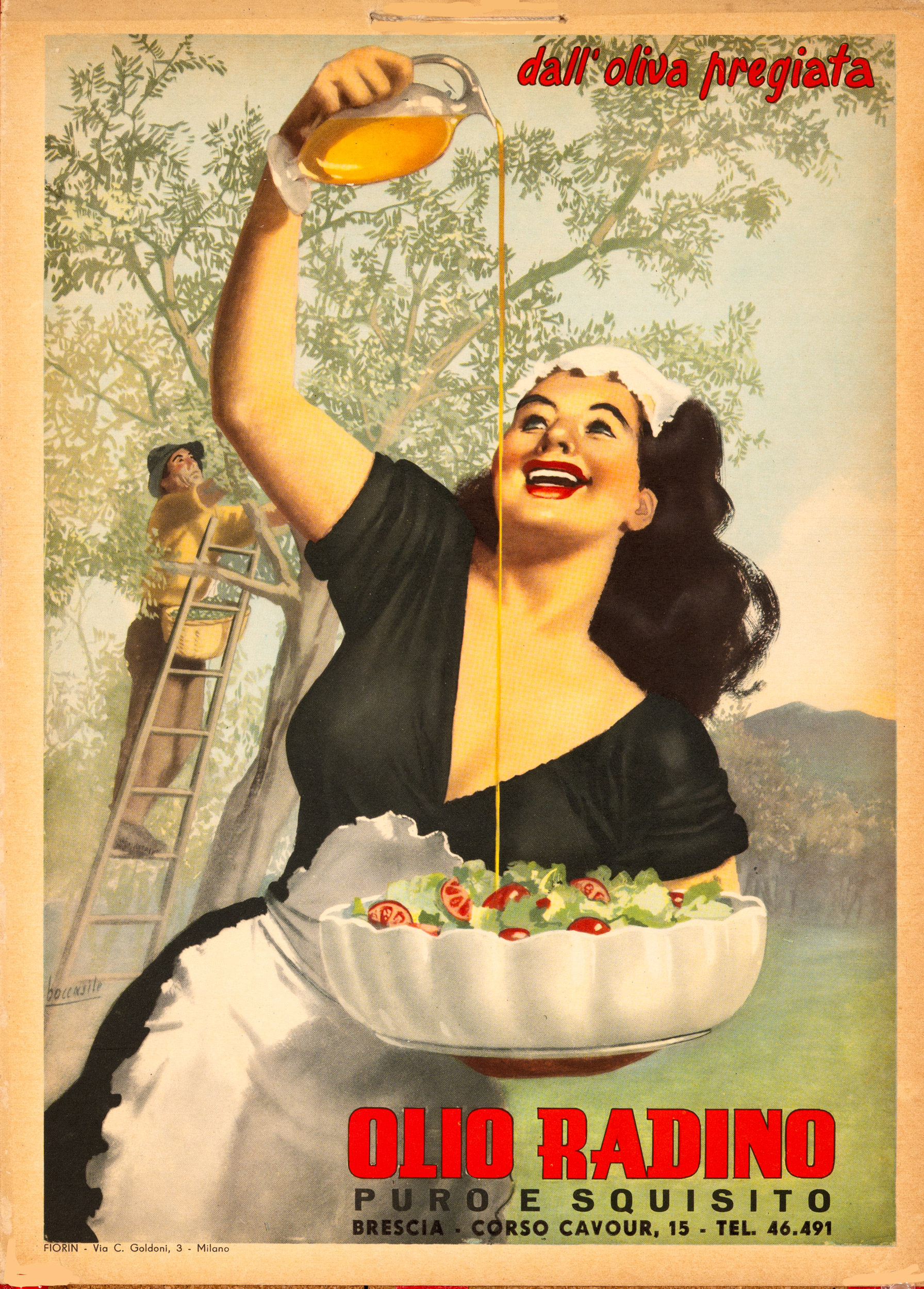 OLIO RADINO — DALL’OLIVA PREGIATA — GINO BOCCASILE — 1940s on carton