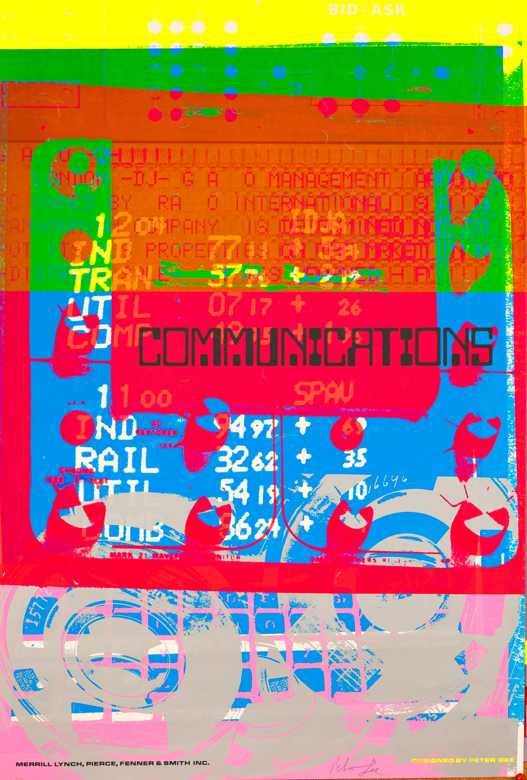 "COMMUNICATIONS" (MERRILL LYNCH) — PETER GEE — 1969 - Hand Signed Original- Rare Pop Art