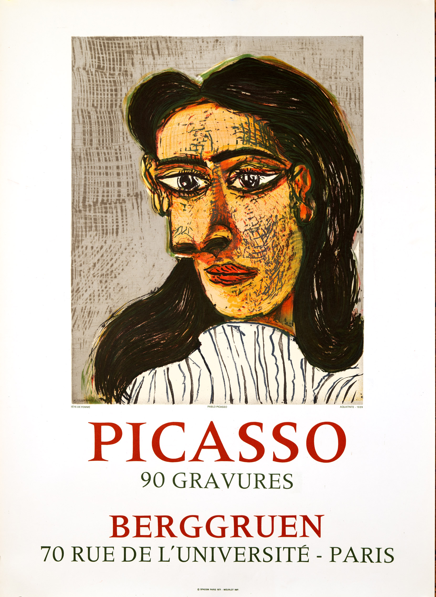 TETE DE FEMME III (DORA MAAR) — BERGGRUEN — 90 GRAVURES — PABLO PICASSO — 1971