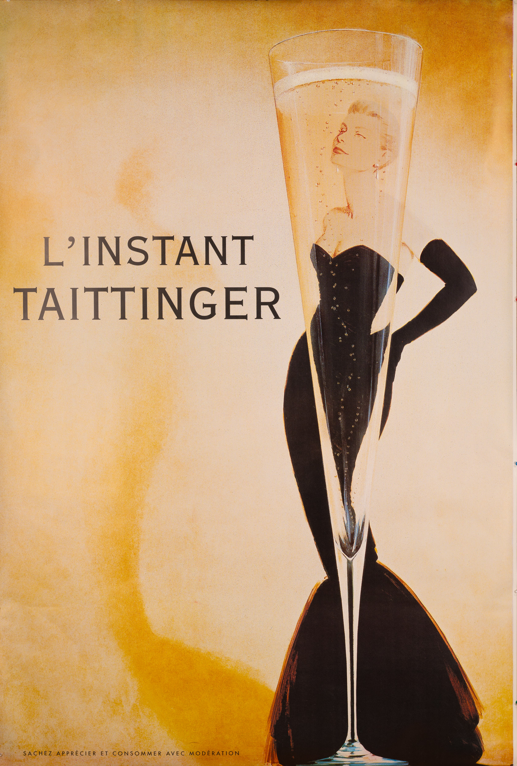 L’INSTANT TAITTINGER — c.1980 - large version - Champagne poster