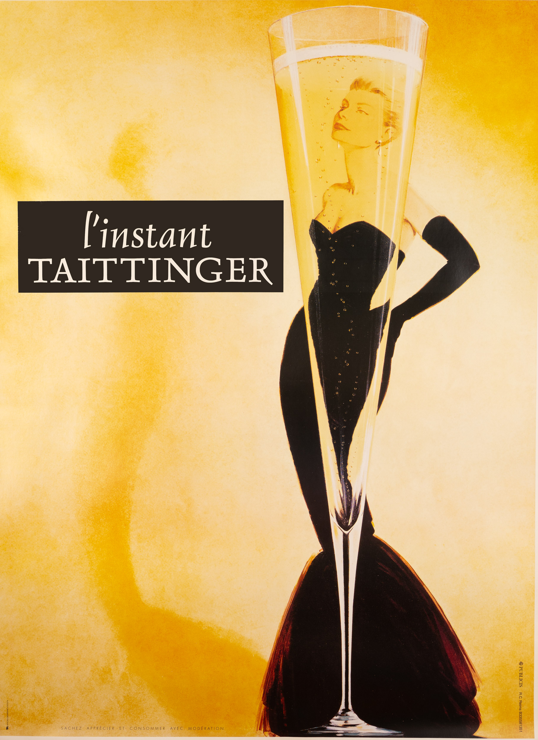 L’INSTANT TAITTINGER — c.1980 - large version - Champagne poster