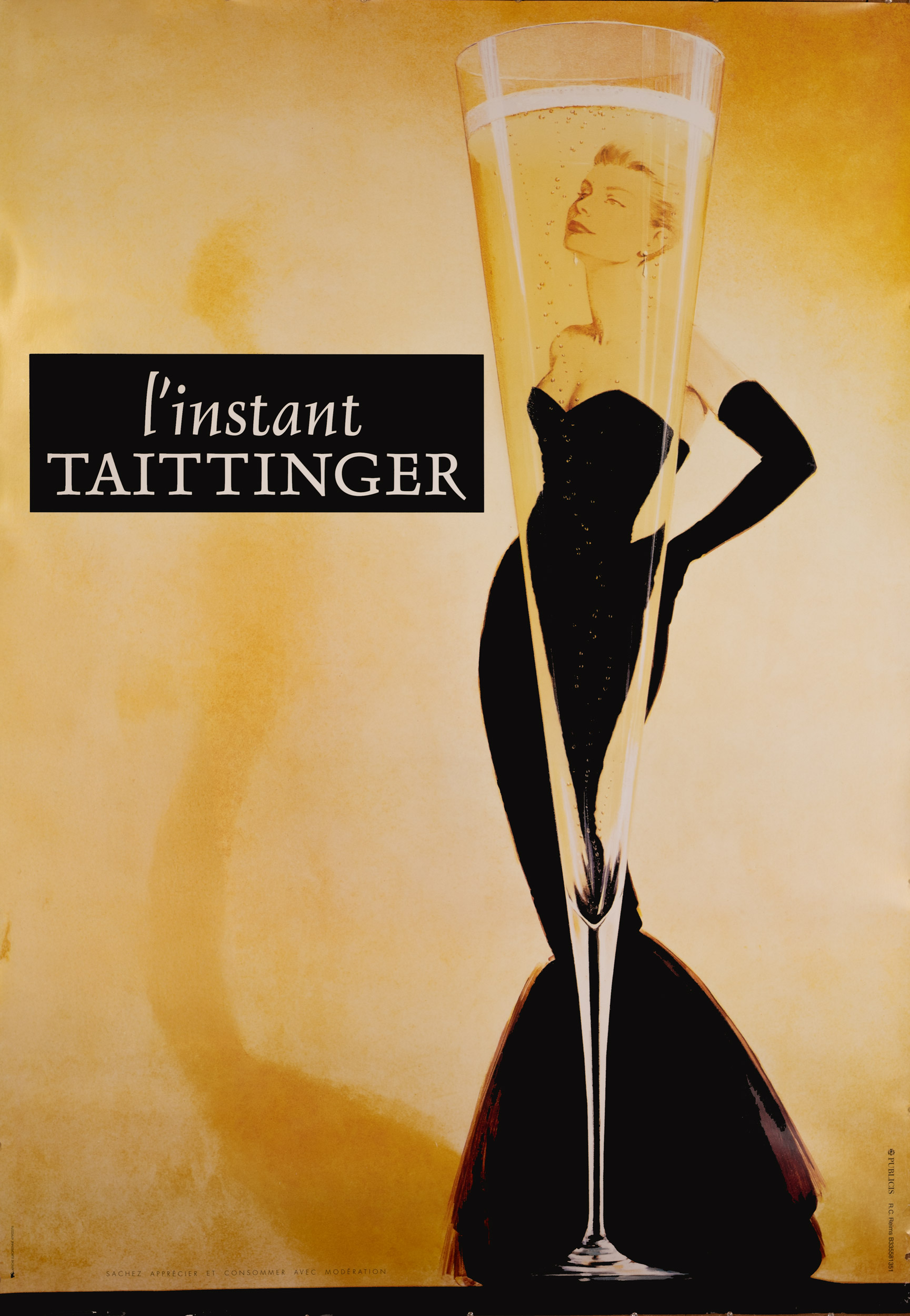 L’INSTANT TAITTINGER — c.1980 - large version - Champagne poster