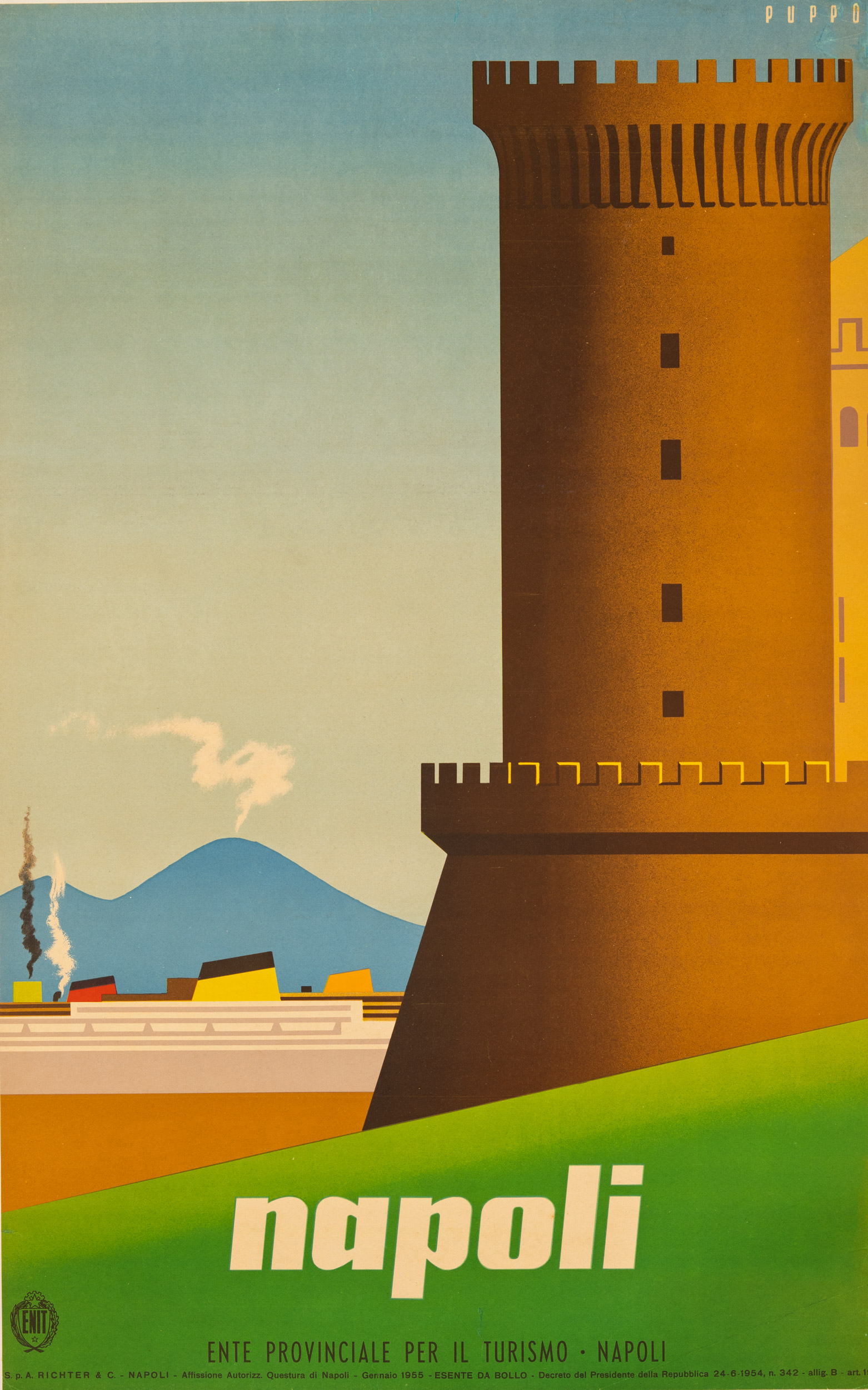 Napoli by Mario Puppo c1950 RARE italian enit poster