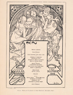 La Journee de Sarah Bernhardt — Alphonse Mucha — Sample Menu - Design Dated 1896